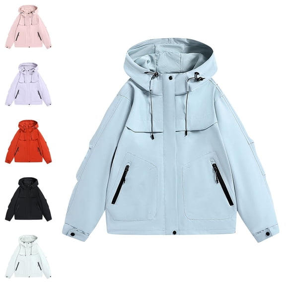 Babcutegg Mens Waterproof Hooded Jacket Full Zip Loose Fit with Zipper Pockets Outdoor Windbreaker Coat Black Size 2XL