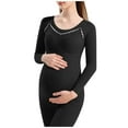 thumbnail image 2 of Neewe Women's Maternity Pregnant Top Solid Color Round Neck Long Sleeved Top To Be Worn As A Base During Pregnancy, 2 of 7