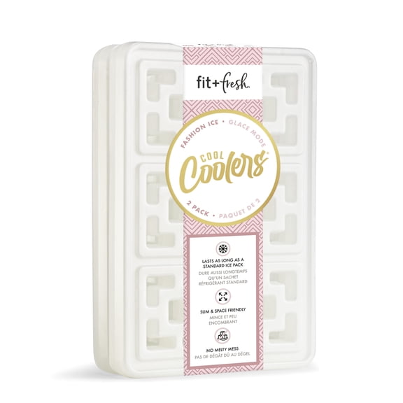 Cool Coolers by Fit Fresh, Fashion XL Reusable Ice Packs for Lunch Bags & Coolers, White, 2PK