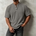 thumbnail image 2 of VEXRO Waffle Henley Tee Tops for Men Classic Fit Short Sleeve Knit Button Shirts for Casual & Daily, 2 of 7