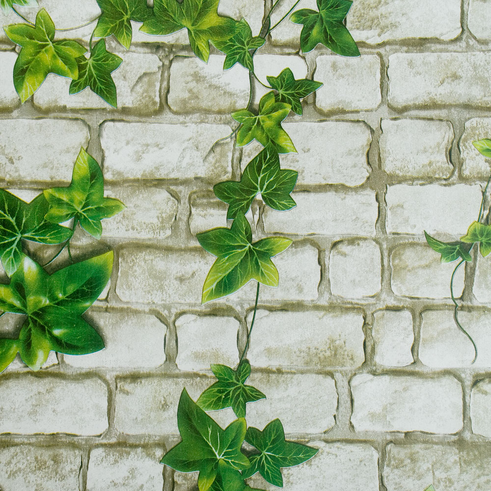 George & Jimmy Vintage Grey Ivy Brick Wall Ivy Wall Stock Self-Adhesive Wallpaper Peel and Stick Wallpaper 17.7"(45cm) by 394"(10m) Grey color