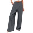 thumbnail image 1 of Women's Elastic Waist Wide Leg Pants - Loose Comfy, with Pockets, 1 of 6