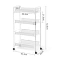 thumbnail image 6 of KK KINGRACK 4 Tier Metal Rolling Cart, Storage Cart with Wheels, Utility Cart for Office,School, Organize, White, 6 of 9
