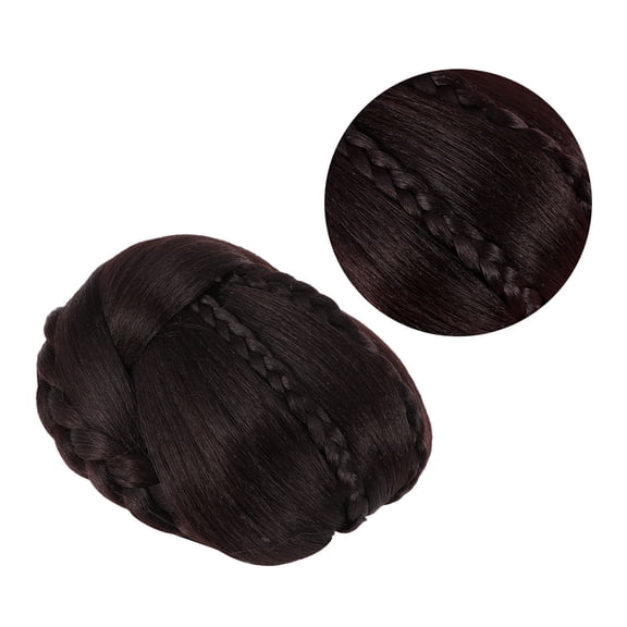 Minkissy 1Pc Hair Bun Extension Coffee Braided Chignon Wig Easy to Use Hairpiece for Elegant Wedding and Daily Style