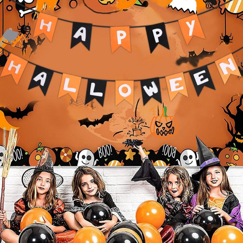 Halloween Birthday Party Decorations, Happy Birthday Banner with Pumpkins for Halloween Themed