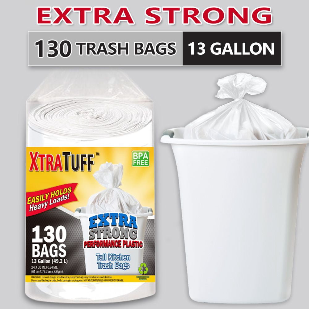 130-Pack 13 Gallon Heavy-Duty Garbage Bags – Expandable, Leak-Resistant, Odor-Proof Trash Bags for Home & Outdoor