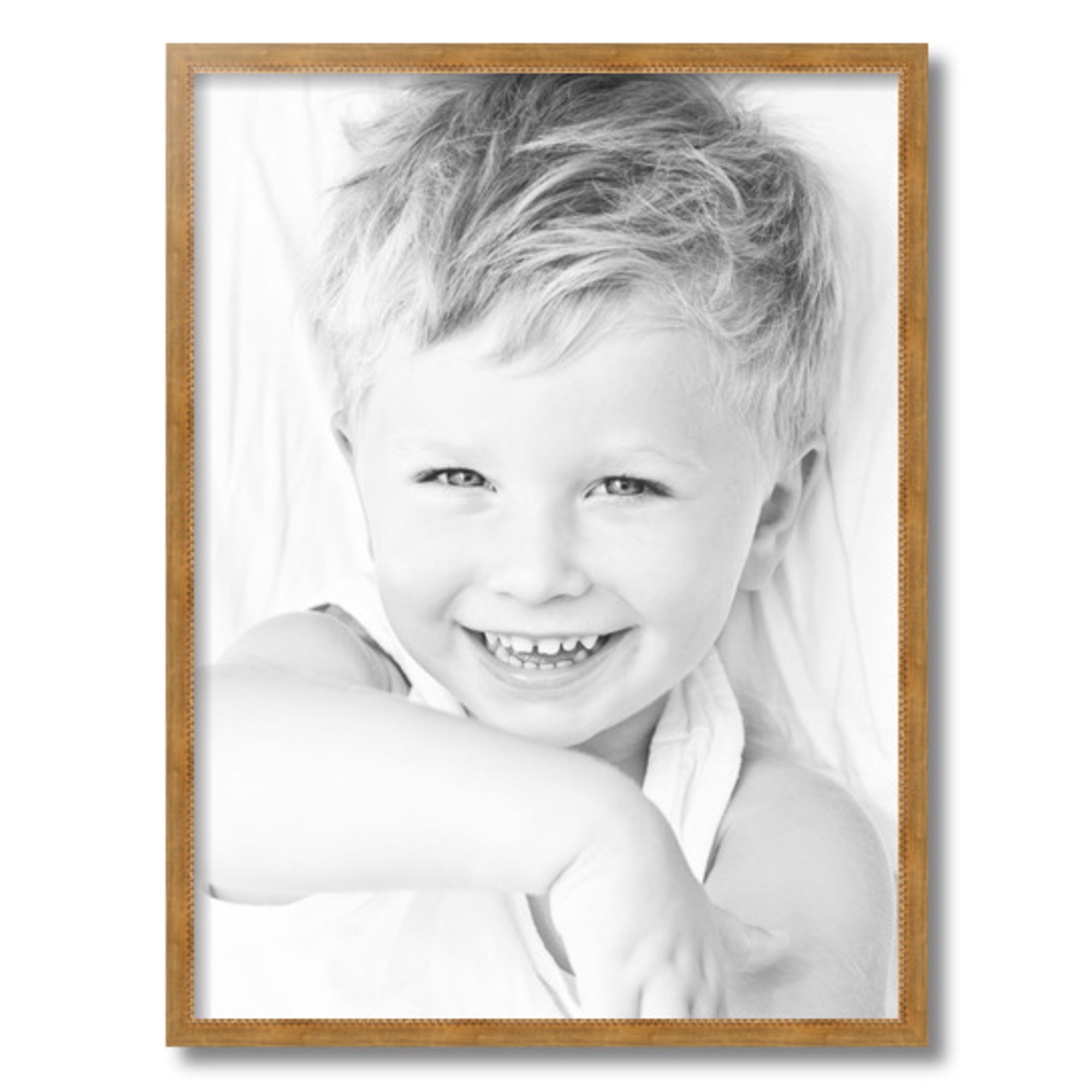 ArtToFrames 18" x 24" Gold Square with Beads Picture Frame, 18x24 inch Gold Wood Poster Frame (WOM-5020)