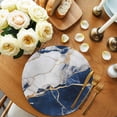 thumbnail image 2 of Marble Navy Blue Round 15 Inch Placemats Set of 2, Abstract Gold White Brick Stone Motif HeatResistant Non Slip Place Mats for Dining Table, Wipeable Braided Kitchen Table Mats for Housewarming, 2 of 9