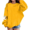 thumbnail image 4 of Spazoro Toddler Girls Swearshirts, Long Sleeve Halloween Print Crew Neck Fall Winter Casual Pullover Tops for Girls Yellow Size 5 T, 4 of 5
