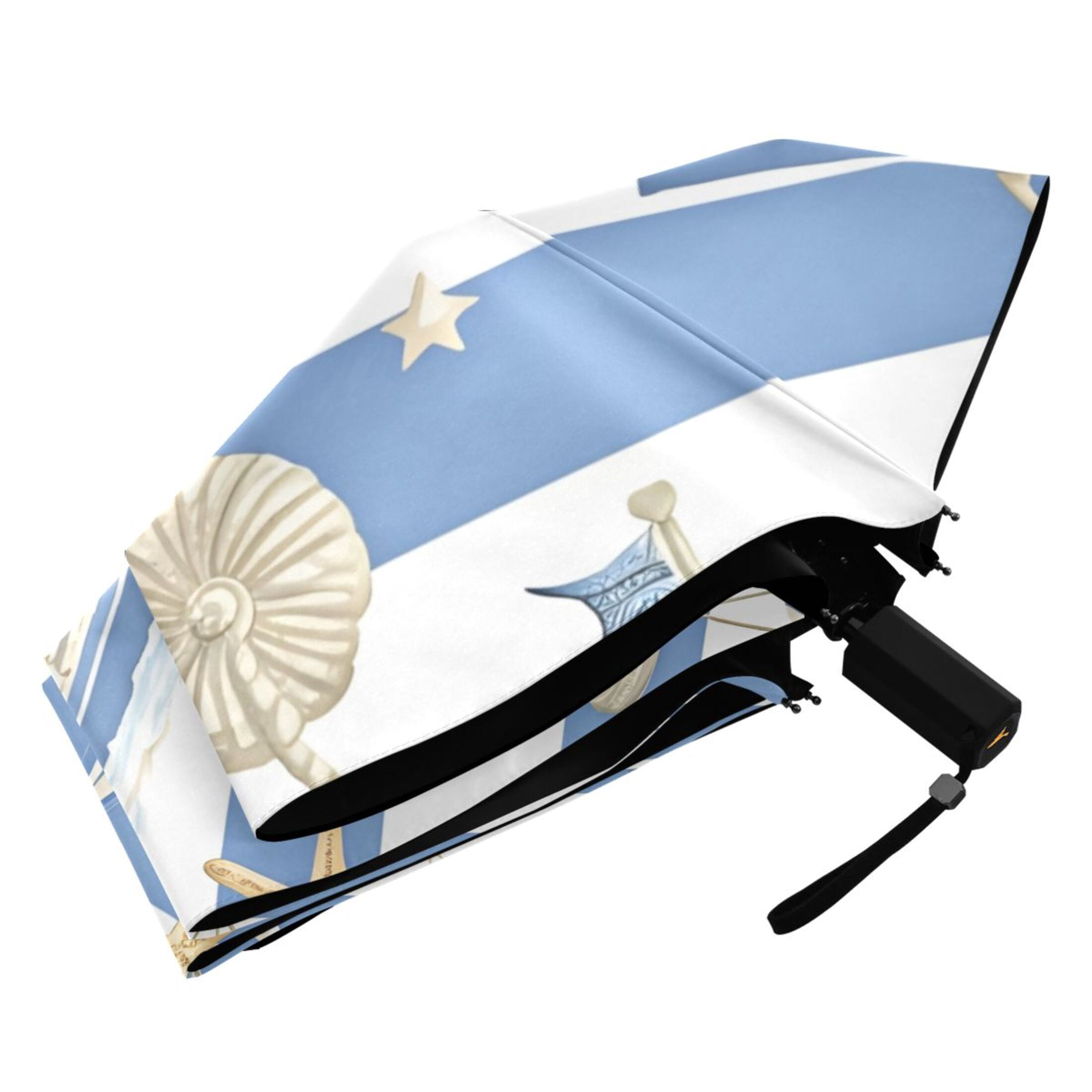 ALAZA Starfish Sailboat UPF 50+ Compact Folding Umbrella for Rain Travel Umbrella Packable