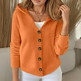 thumbnail image 2 of Fall Cardigans for Women Hooded Sweater Soft Knit Button Up Long Sleeve Cardigan Orange L, 2 of 5