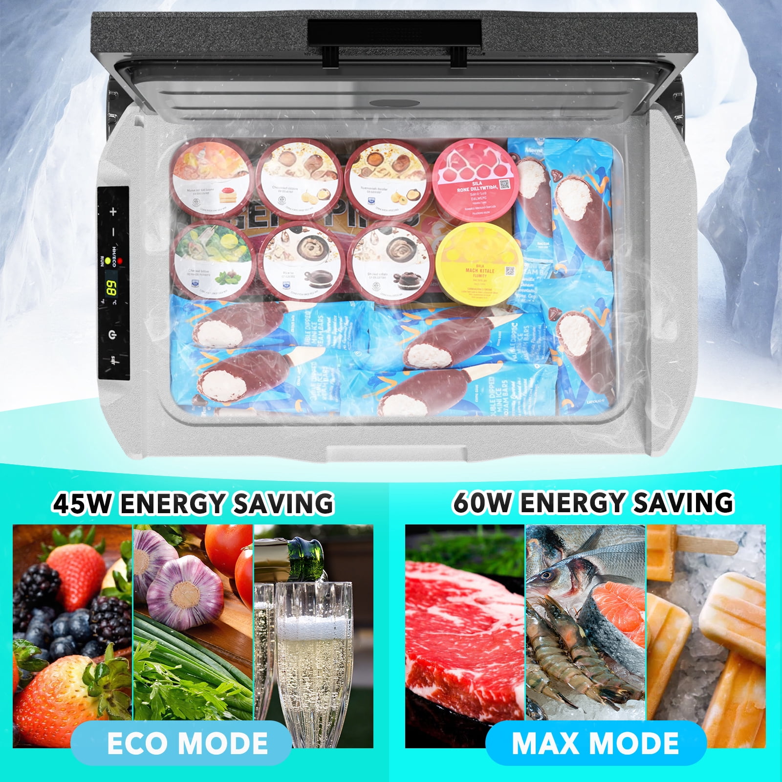 Dimedeal 12 Volt Car Refrigerator 32QT Portable Cooler -4℉-68℉, Compressor Fridge 12V/24V DC & 110-240V AC, Electric Cooler for Truck, RV, Camper, SUV, Travel, Camping & Road Trips