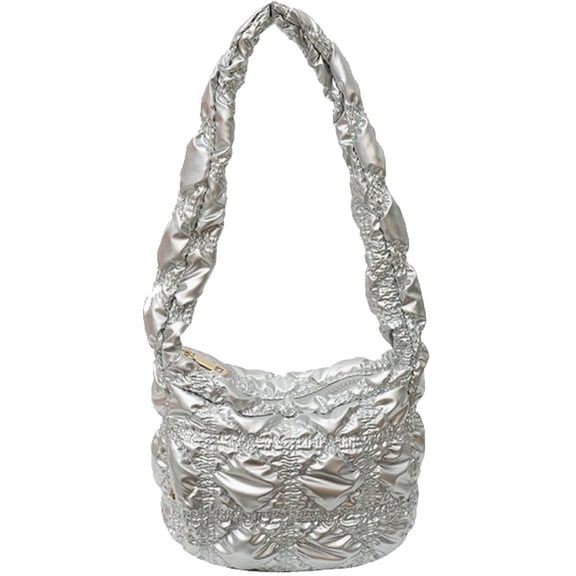 Bubble Hobo Bags for Women Quilted Tote Bag for Women Puffer Bag Quilted Bag Lightweight Puffy Tote Bag Quilted Padding Shoulder Bag - silvery