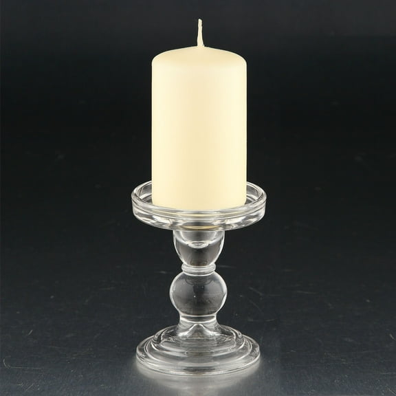 CC Home Furnishings 4.5" Clear Glass Pillar Finish Candle Holder