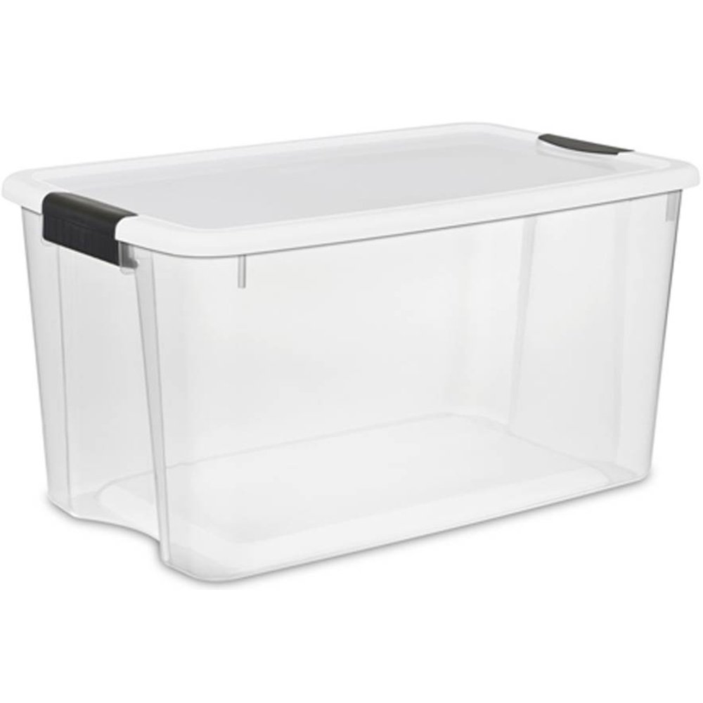Sterilite 70 Quart Ultra Latch Storage Box with White Lid & Clear Base