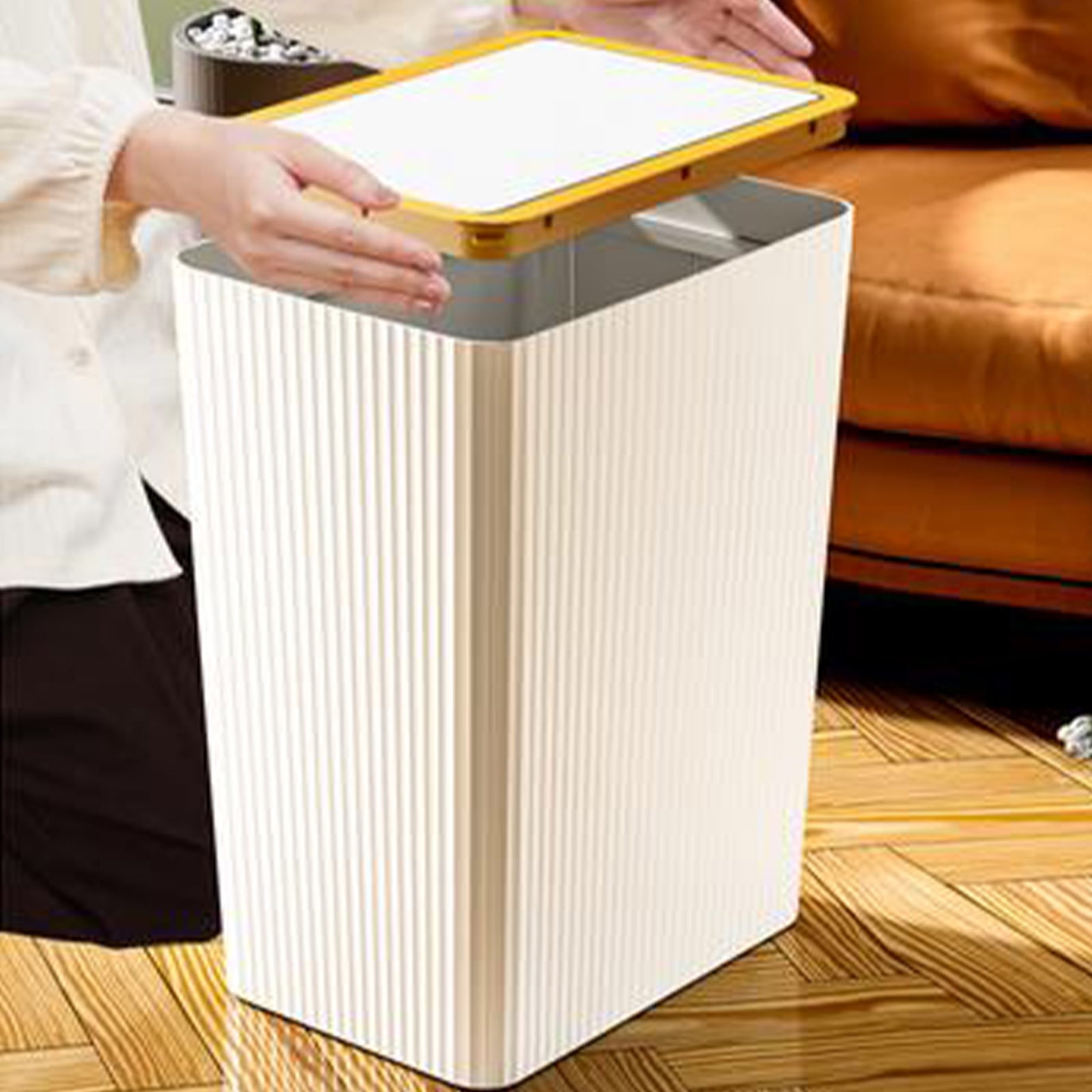 Kbndieu Bathroom Trash Cans Household Toilet with Lid Has Living Room Kitchen Bedroom Trash Cans Press Grips for Bedroom/Bathroom/Office, Fits Under Desk/Sink/Cabinet