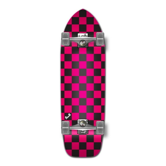 Yocaher Old School Longboard Complete - Checker Pink