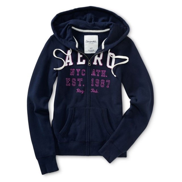 Aeropostale Womens Full Zip Nyc Ath Sudadera, Azul, Mediano Aeropostale Camisa de entrenamiento