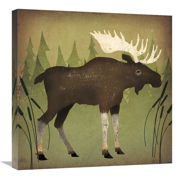Global Gallery's 'Take a Hike Moose no Words' By Ryan Fowler Stretched Canvas Wall Art