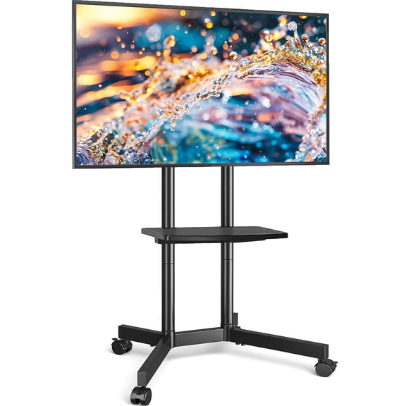 RTVR Modern 75 inch Rolling TV Stand Cart with Wheels, Mobile TV Base Stand with Mount Portable Adjustable