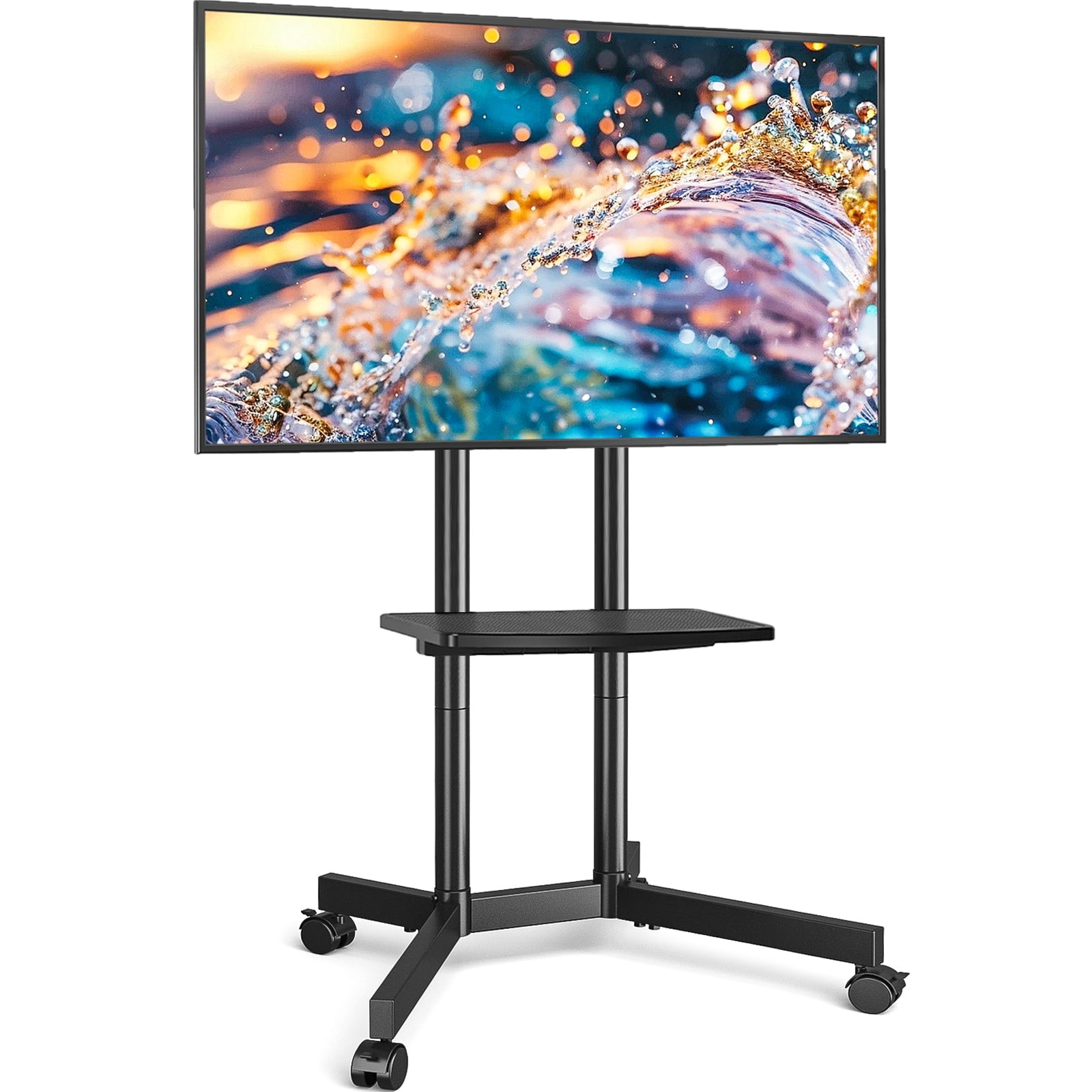 RTVR Modern 75 inch Rolling TV Stand Cart with Wheels, Mobile TV Base Stand with Mount Portable Adjustable