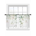 thumbnail image 7 of Pastoral Watercolor Sheer Curtains 45 inches Long 2 Panels Set Light Green Eucalyptus Leaf Red Fruit Tiers Sheers Rod Pocket Small Window Short Curtains for Kitchen Cafe, Each 52" W x 45" L, 7 of 7