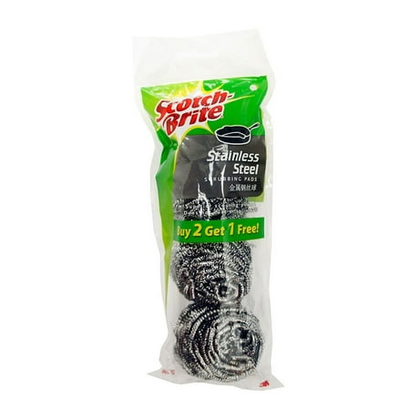 3m Scotch Brite Scrubbing Pads Scotch-Brite Stainless Steel Scrubbing Scouring Pad, 3-PadsCuts through and removes tough soil & burnt-on food FAST! By ScotchBrite ()