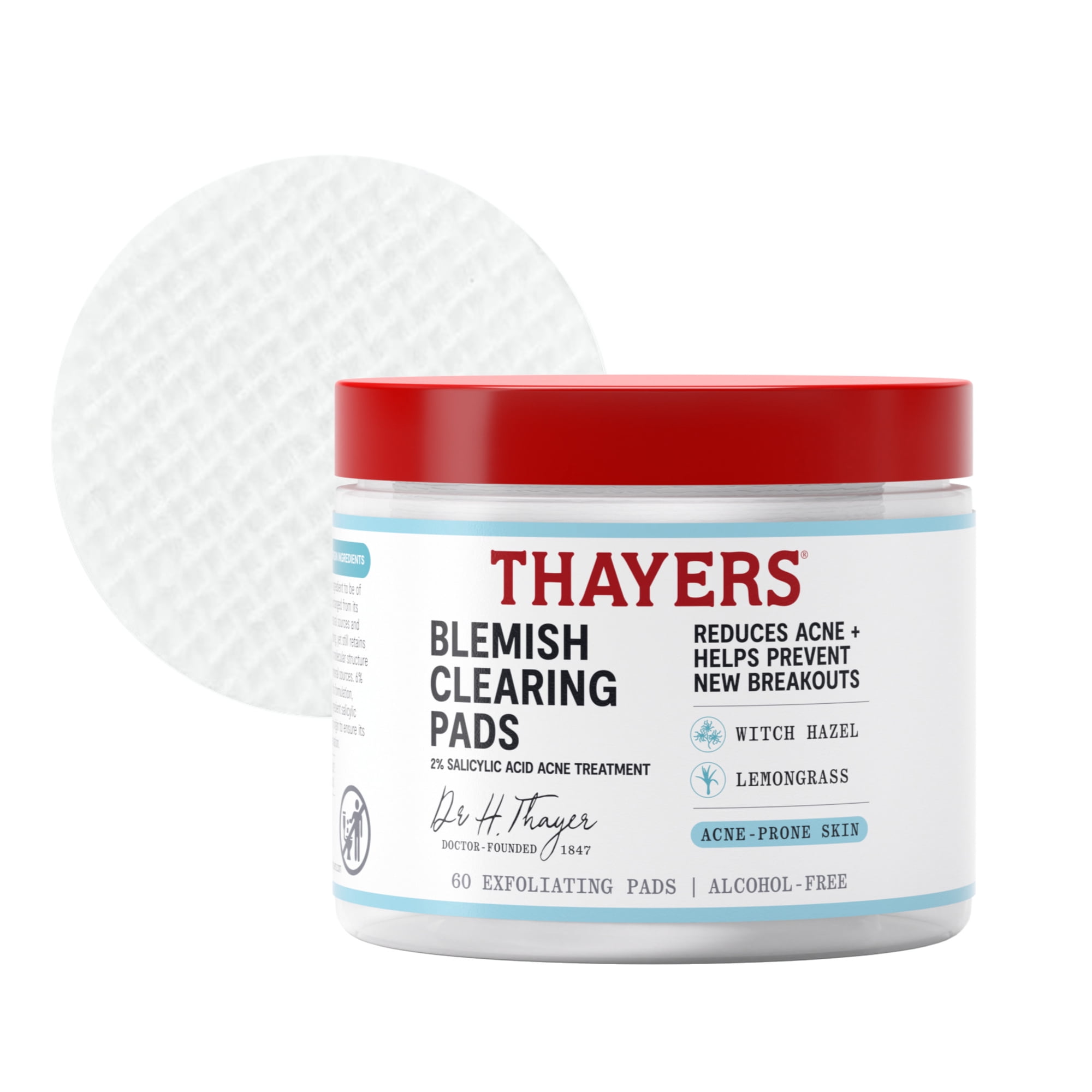 Thayers Natural Remedies Blemish Clearing Pads, 2% Salicylic Acid Acne Treatment - 60ct