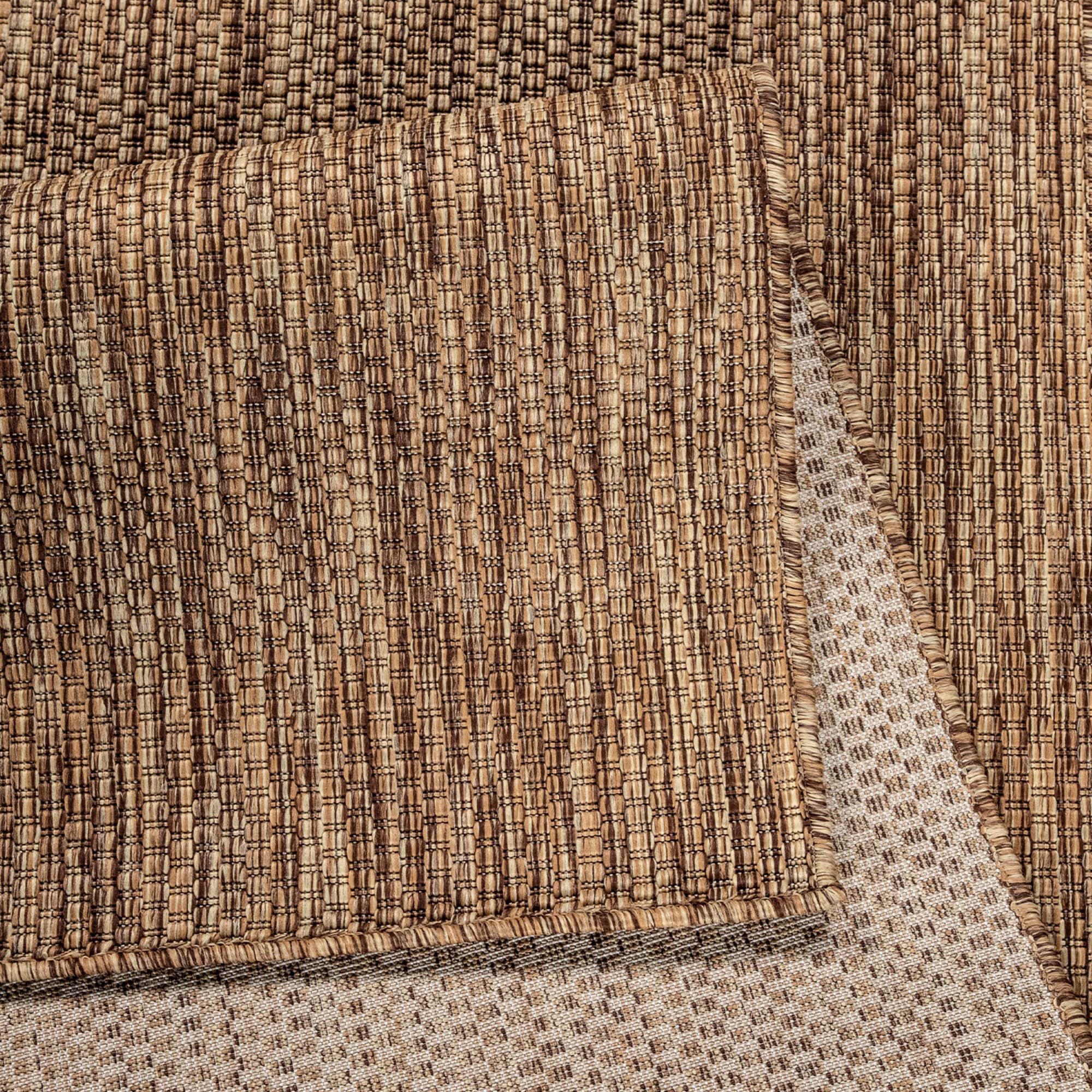 Solid Outdoor Rug for Patio or Balcony in Mottled Brown Beige
