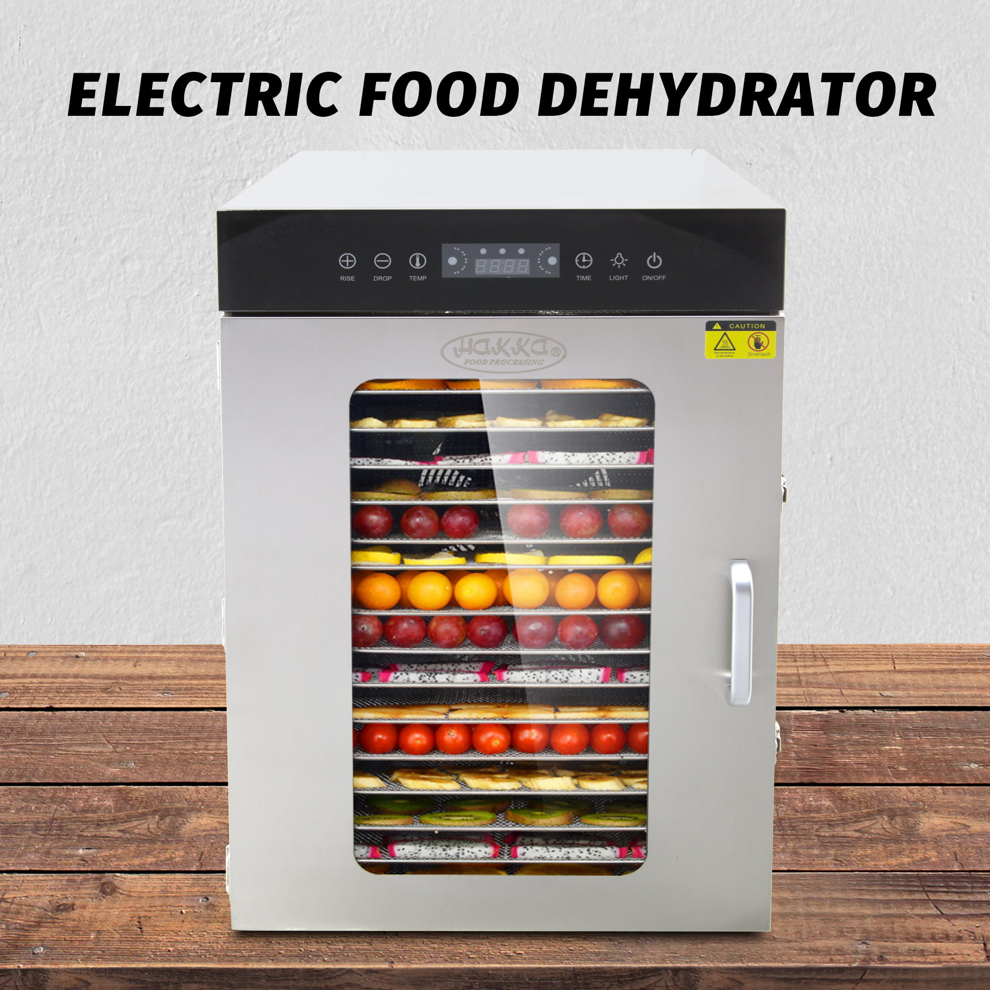 NJTFHU Large Commercial Food Dehydrator 16 Trays Food Dryer Stainless Steel  100-200F Temperature Control Adjustable 15 Hour Timer for Jerky, Herb