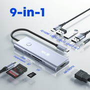 Docking Station for Dell/HP/Lenovo/Mac Laptop, USB C Laptop Docking Station Dual Monitor, 9 in 1 USB C Hub Multiport Adapter with HDMI/USB/PD/SD/TF