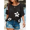 thumbnail image 3 of Womens Floral Fashion Summer Tops 2025 Short Sleeve Crochet Sweaters Swimsuit Cover Ups Lightweight Knit Pullover, 3 of 6