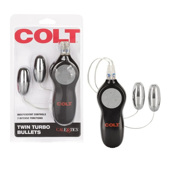 CalExotics Colt 7-Function Twin Turbo Bullet Vibrator - Sex Toys for Couples - Wired Adult Vibe Eggs Massager - Black