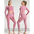 thumbnail image 4 of Seamless Yoga Gym Crop Top Compression Workout Athletic Long Sleeve Shirt with Thumbhole, 4 of 4