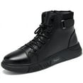thumbnail image 1 of Botas Martin de cuero italiano de caña alta para hombre, botines negros con plataforma, impermeables, antideslizantes y con absorción de impactos., 1 of 5