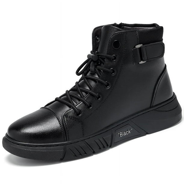 Botas Martin de cuero italiano de caña alta para hombre, botines negros con plataforma, impermeables, antideslizantes y con absorción de impactos.