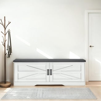 KidKraft Nantucket Wood Storage Bench with Three Bins, White