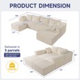 thumbnail image 2 of 4 Seats Boneless Modular Cloud Sectional Sofa, Extra-Wide Deep Seats Plush Corduroy Sleeper Couch for Cozy Modern Living Rooms, Small Spaces & Apartments (Beige, 136"-U Shape), 2 of 7