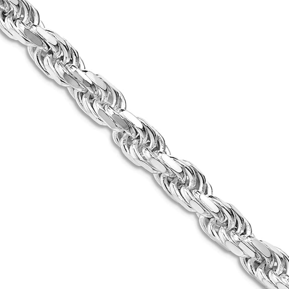 925 Sterling Silver Rhodium Plated 5.75mm Sparkle-Cut Rope Chain Necklace 20 Inch Chain Necklace for Women and Men