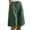 22#Green, variant on Women Linen Blend Bermuda Shorts Elastic High Waist Button Front Knee Length Casual Wide Leg Shorts with Side Pockets