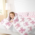 thumbnail image 3 of Manfei Pink Gingham Bow Print Full Size Comforter Sets for Girls, Cute Ribbon Bows Bedding Sets, Pink Reversible, 3 Pieces, 3 of 6