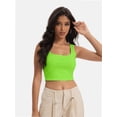 thumbnail image 3 of Women's Basic Square Neck Sleeveless Crop Tank Top - Fitted Casual Cami, 3 of 6