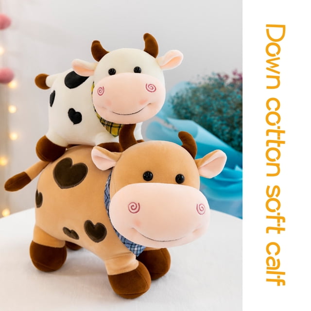 Lindos juguetes de peluche de ternero, lindos juguetes de peluche de ternero, muñeco de vaca suave, adornos de cumpleaños, rendimiento de alta gama