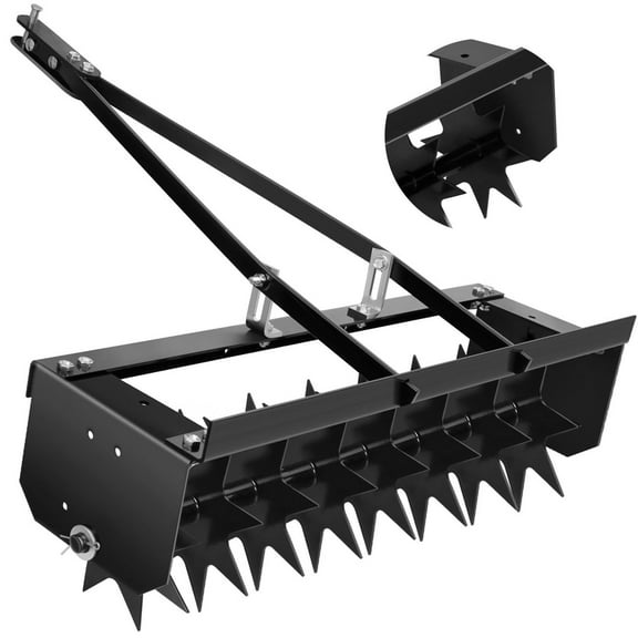 KNOPT 270LBS Capacity Rolling Aerator, Tow Spike Aerator Tool, Black Soil Penetrator Spikes Tractor, 35 Inch for Yard, Garden, Farm Manual Lawn Aerator