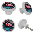 thumbnail image 4 of Flamingo Fluorescent Drawer Pulls with Screws: Round 4-Pack Glow-in-the-Dark Knobs for Cabinets, Wardrobes, Dressers - Versatile Door Pulls, 4 of 6