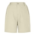 thumbnail image 6 of BXJX Womens Bermuda Shorts, Above the Knee Zipper Pocket Walking Elastic Waist Cargo Shorts Beige Size 2XL, 6 of 9