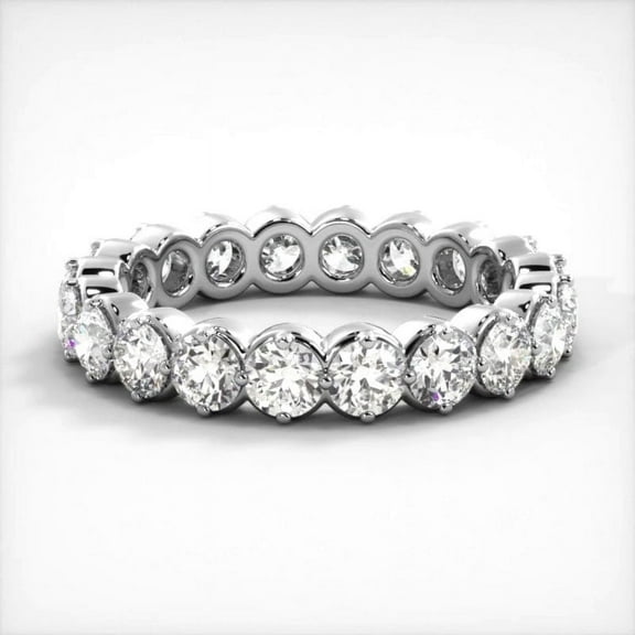 First Jewel 1 Ct Brilliant Round Cut Diamond Rings - 14K White Gold Plated Rings for Women - Full Eternity Band Wedding Ring for Her