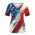 thumbnail image 4 of Women's T Shirts Summer Short Sleeve 4th of July Printed V Neck Patriotic Workout Clothes Blue M, 4 of 4