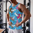 thumbnail image 5 of Gukieu Sharks Summer Print Men's Quick Dry Fitness Vest, Round Neck Sleeveless Fitness Bodybuilding Top-Large, 5 of 7