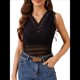 thumbnail image 3 of Camiseta de Mujer 2025 con Escote en V y Costuras de Encaje, Prenda Exterior e Interior de Moda, Chaleco, Tops para Mujer. Negro S, 3 of 9